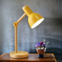 Lámpara de escritorio de madera, lámpara de mesa, salón dormitorio