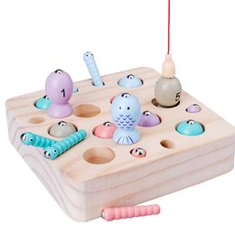 Houten Digitale Magneet Vissen Speelgoed Sets 3D Vangen Het Insect Magnetische Wiskunde Vis Spel Montessori Educatief Speelgoed Voor Kinderen Gift 240202