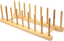 Escurridor de platos de madera, soporte para tapa de olla de cocina, organizador, estante de secado doméstico, expositor de tazas, escurridor de fregadero, soporte para libros