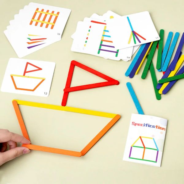 Wooden Diy Ice Cream Stick Puzzle Children's Rainbow Stick Thinking Challenge Games de mesa Montessori Toy educativo