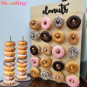 Houten donut muurstand Donut houder baby shower kinderen verjaardag tafel decoraties bruiloft gunsten mariage feestbenodigdheden 220812