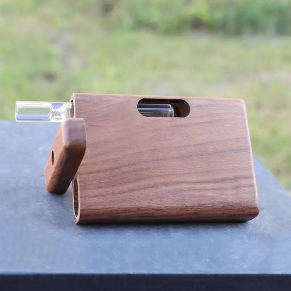 Kit de tuyau en bois pour pirogue à un frappeur, tuyau à fumer avec chauve-souris en verre, filtres à cigarettes, étuis à plateau en bois, support émoussé, pointe de bong modèle AC529