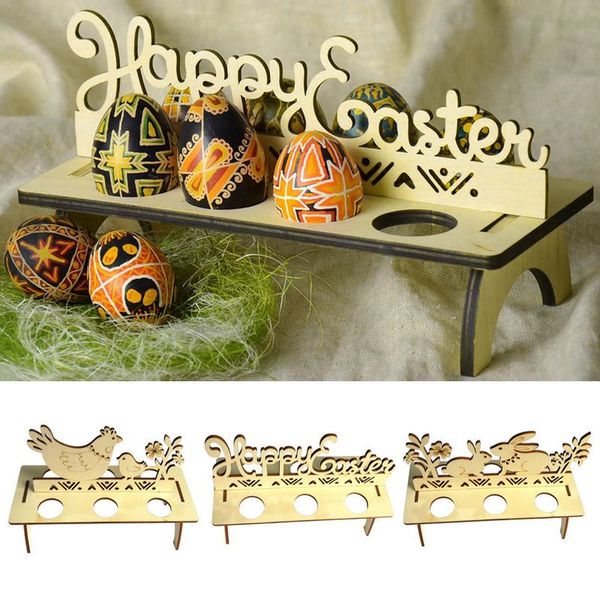 Support à œufs de pâques en bois, lapin, étagères à œufs de pâques, supports à motif de lapin, ornement de fête en bois