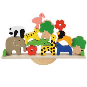 Bloqueos de equilibrio de animales educativos de madera Bloques de madera Bloques de apilamiento Juegos de equilibrio Juego de juegos Montessori Toy