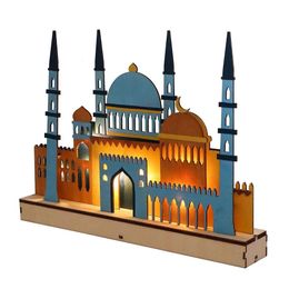 Houten Eid Mubarak Led Night Lights Muslim Ramadan Decoratie voor thuis islamitische moslimfeesthulp Mubarak Decor Party Supplies 240509