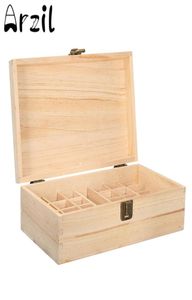 Boîte de rangement d'huiles essentielles en bois, 25 trous, bois de pin naturel, fait à la main sans peinture 9951487