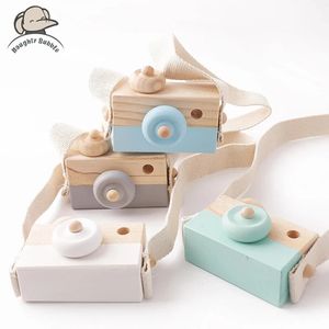 Caméra de mode en bois bébé toys pendant bloc Montessori pour enfants bricolage présente un cadeau de soins infirmiers extérieur 240509