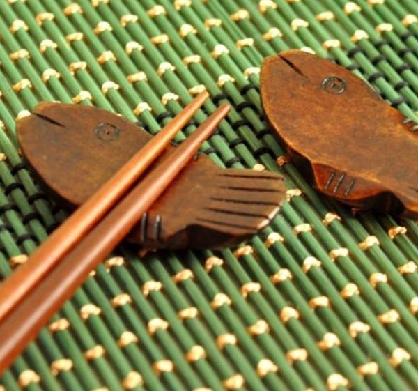 Porte-baguettes de poisson en bois, organisation de repos, porte-baguettes japonais, ornements de table