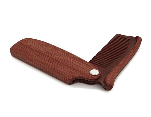 Beau pliage en bois peigne de poche taille de moustache peigne peigne antistatique pour hommes pour femmes outils de soins capillaires 8628082