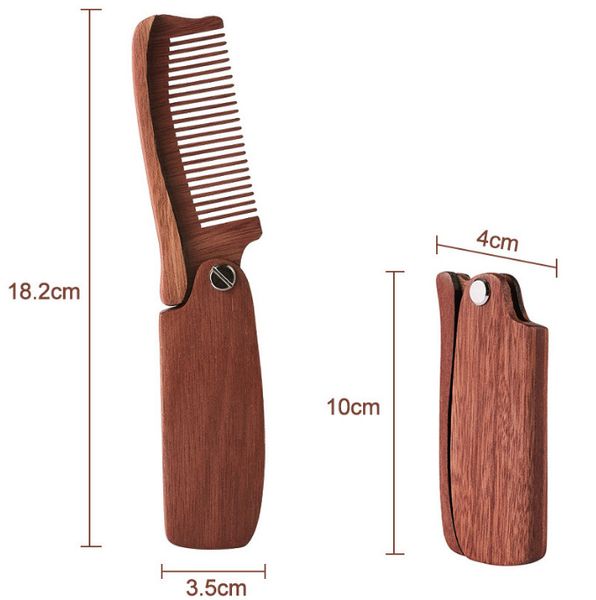 Bois pliant peigne peigne taille de poche moustache coiffure peignes antistatiques Combs pour hommes outils de soins capillaires Peine de Barba plegable de madera peines para el pelo del bigote