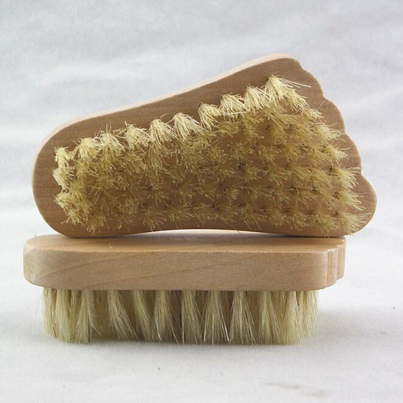 Forma de pé de madeira javali-escova de cerdas de mão escova de cerdas naturais escovas de madeira Esfoliante pele morta removedor ZC0285