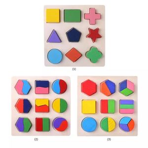 Formes géométriques en bois blocs Puzzle tri mathématiques briques apprentissage préscolaire jeu éducatif bébé enfant en bas âge jouets pour enfants W5