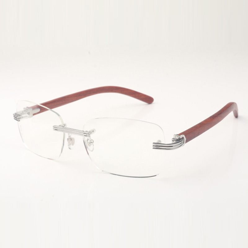 Wooden glasses frames 0286O with natural original wood sticks and 56mm clear lenses 0286