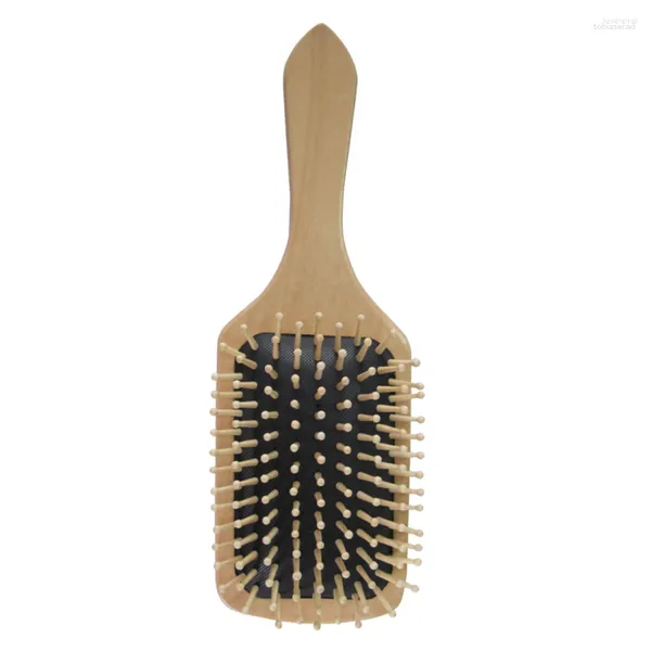 Cepillo para el cabello de madera Cojín de aire de paleta grande Peine para cuero cabelludo para recto delgado