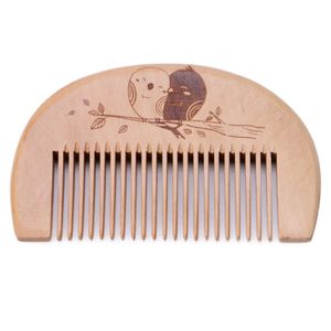 Peigne à cheveux en bois, brosse à cheveux naturelle en bois de pêche, peignes de poche pour barbe, outil de coiffure