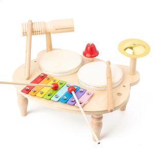 Houten handdrumstel Baby Vroeg onderwijs Percussie-instrument Bel Muziektent Educatief speelgoed Kinderen Interesse Muzikaal speelgoed 240124