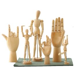 Houten handbeeldjes roteerbare gewrichtshandmodel houtman ornament standbeeld menselijk model miniatuur woning decoratie 220818