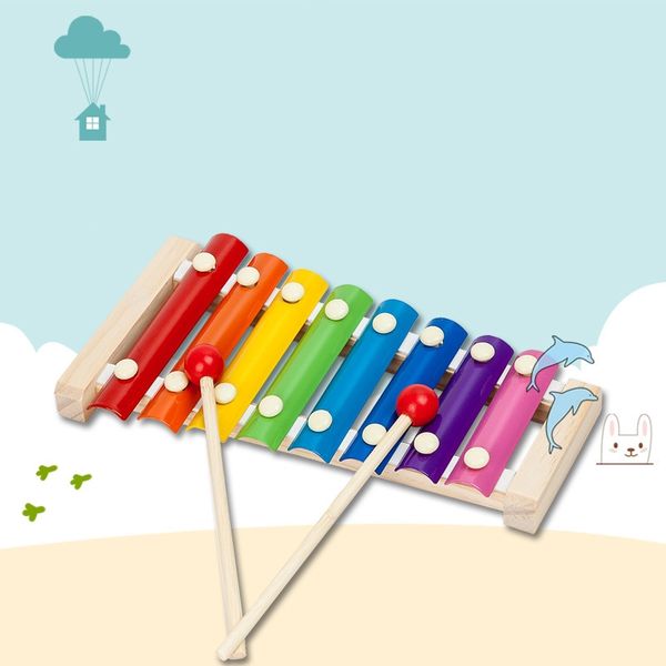 Main en bois frapper piano jouet enfants instruments de musique bébé xylophone développement jouets en bois enfants apprentissage éducation cadeaux fête faveur Q722