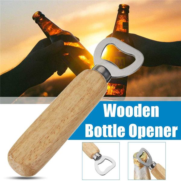 Ouvre-bouteille de barman portatif avec poignée en bois, ouvre-bouchon en verre de vin, de bière, de Soda, outils de Bar de cuisine