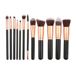 Houten Handvat Make-up Borstels Set Foundation Blush Eye Shadow Blending Cosmetische Borstels Make Up Tools 12pcs / Set