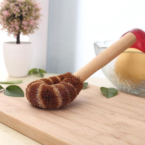 Manche en bois Pot Brosse à vaisselle Huile antiadhésive Cocotier Bol Brosse de nettoyage Cuisine Lavage Bol Brosse à vaisselle H jllfkV