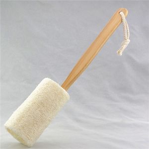 Esponja de baño natural con mango de madera, esponja vegetal, cepillo para fregar la espalda, cepillo de ducha de largo alcance para baño 5038 Q2