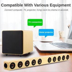 Haut-parleur Bluetooth pour Home cinéma en bois, caisson de basses indépendant, puce DSP, centre de musique, PC TV, barre de son stéréo Surround Echo Wall Boombox
