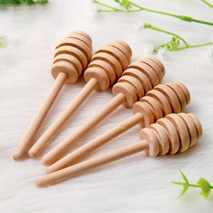 Houten Honing Lepel Houten Dipper Sticks voor Honey Jam Jar Koffie Melk Thee Dispensie Honing Jar Stick Ka7076