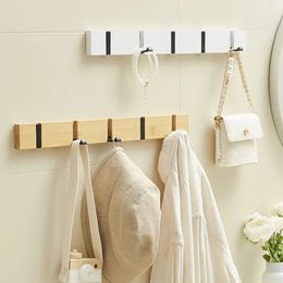 Houten onzichtbare badkamer haak creatieve aluminium witte zwarte wand gemonteerde deur sleutel opslag hanger hanger handdoekhouder 3 4 5 haken 240407