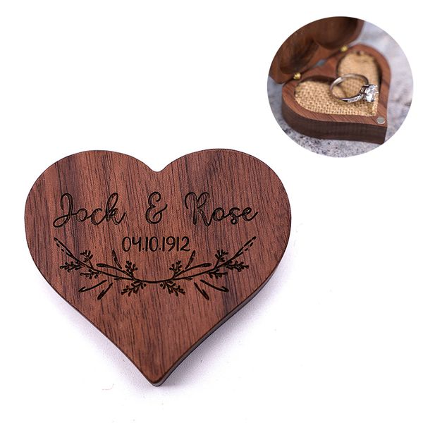 Cajas de joyería de madera DIY, caja de anillo tallada en blanco con forma de corazón, almacenamiento de collares, suministros de embalaje de regalo creativos