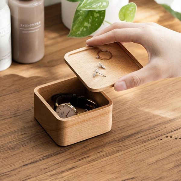 Boîtes de rangement de bijoux en bois boîte de montre en bois de hêtre simple bricolage emballage de cadeau de noël GCF14363