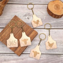Porte-clés en bois image animal cadeau en bois cadeau créatif petit pendentif de vacances laser gravure