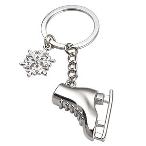 Llaveros de Metal para zapatos de patinaje sobre hielo, llavero con dije de copo de nieve para deportes de invierno, soporte para bolso, colgantes, joyería de moda