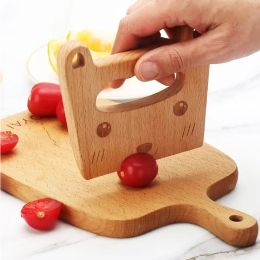 Cuchillo para niños de madera para cocinar y cortar verduras frutas de gato de pescado lindas herramientas de cocina para niños para la clase de cocina escolar
