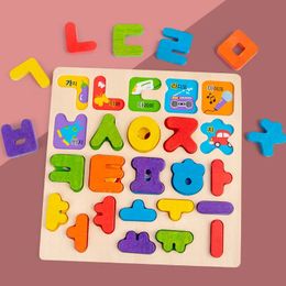 Houten Koreaanse Alfabetpuzzel Baby Montessori Speelgoed Jigsaw Games 3D Puzzels Voorschoolse Vroeg leren Educatief Speelgoed voor Kinderen 240105