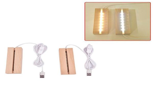 Base de lámpara Led de madera, interruptor de Cable USB, luz nocturna, Leds 3D, Bases de lámparas de noche, acrílico largo, Bases de lámpara de madera DIY, 150mm D209337098