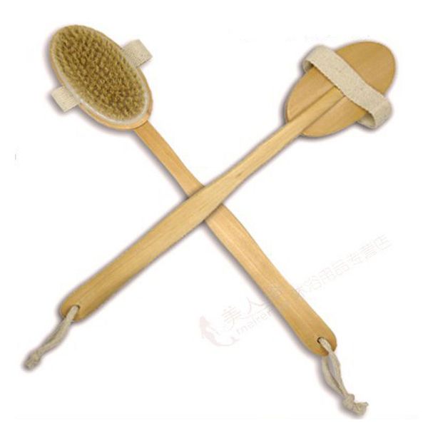 Fournitures de toilette en bois à long manche bain poils naturels corps dos brosse produits ménagers pratiques