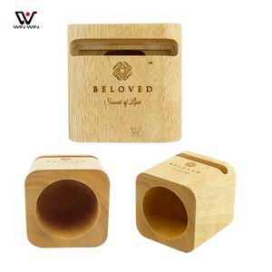 Amplificador de altavoz de madera Soportes de altavoz de madera natural de doble orificio Amplificadores de sonido inalámbricos Bluetooth Titular de accesorios de teléfono para el hogar al por mayor caliente