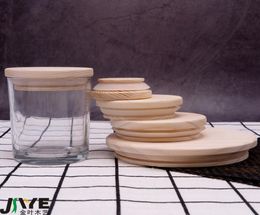 Paies de bocal Mason en bois 8 tailles Environnement Cassin de bouteille en bois réutilisable avec anneau en silicone Bouteille en verre couvercle de poussière Couvre-poussière3861575