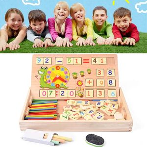 Toys mathématiques en bois bébé horloge éducative cognition jouet mathématiques avec tableau noir craie enfants jouets éducatifs en bois