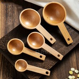 Cuillère à mesurer en bois Manche court Grain de café Lait en poudre Cuillères Gâteau Cuisson Cuillère à mesurer Multi Taille Cuillères en bois Outil de cuisine BH8229 TYJ