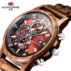 Houten Herenhorloges Casual Mode Stijlvolle Houten Chronograaf Quartz Horloges Sport Outdoor Militair Horloge Cadeau voor Man LY191275j