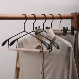 Houten metalen hanger jas ijzeren hangers voor kleding brede schouderkast kast kleding opbergrek hebben houten broek bar 220408