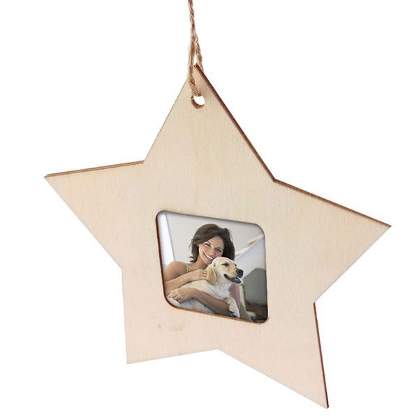 Mini marco de fotos de madera con forma de estrella, marco de soporte de imagen sin terminar, decoración del hogar para fiesta, suministros colgantes para fiesta