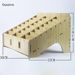 Caja de almacenamiento de madera para gestión de teléfonos móviles, escritorio creativo, oficina, reuniones, rejilla de acabado, estante para teléfono móvil, tienda Display288h