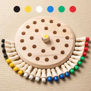 Juego de rompecabezas de ajedrez Montessori de madera - Match de memoria colorida para el desarrollo cognitivo de los niños
