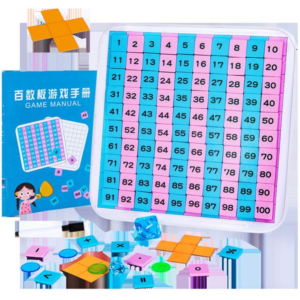 Wooden Montessori Math compter cent jouets de planche 1-100 numéros consécutifs apprentissage du jeu de puzzle éducatif