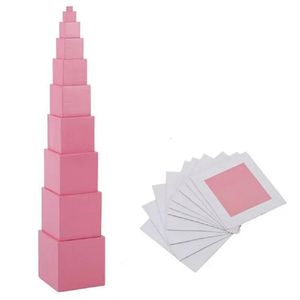 Jouets mathématiques Montessori en bois pour enfants, tour rose, Cube solide, Intelligence, jouet éducatif préscolaire pour enfants 240306