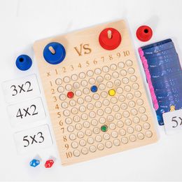 WOODEN MONTESSORI Toy Battle Board Game Educatieve kinderen Math Learning Multiplication Board Game