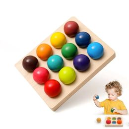 Toys en bois Montessori pour enfants Éducation précoce préscolaire jouet arc-en-ciel assortiment jeu sensoriel couleur cognitive triage de tri 240510
